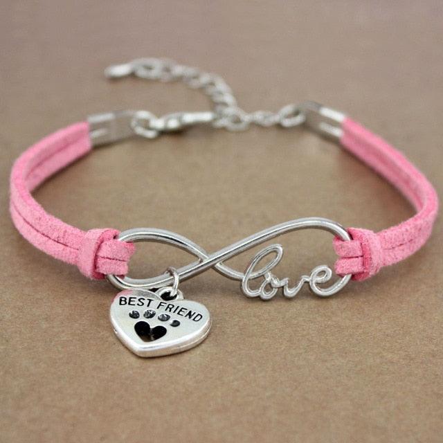 Bracelets Charm Chiens Pattes Meilleurs Amis Cœur Animal Infini Amour Pour Femme Homme Fille Garçon Imprimé Bracelet Avec Symbole Amour Et Infini Pour Femmes Filles En Faux Daim Réglable