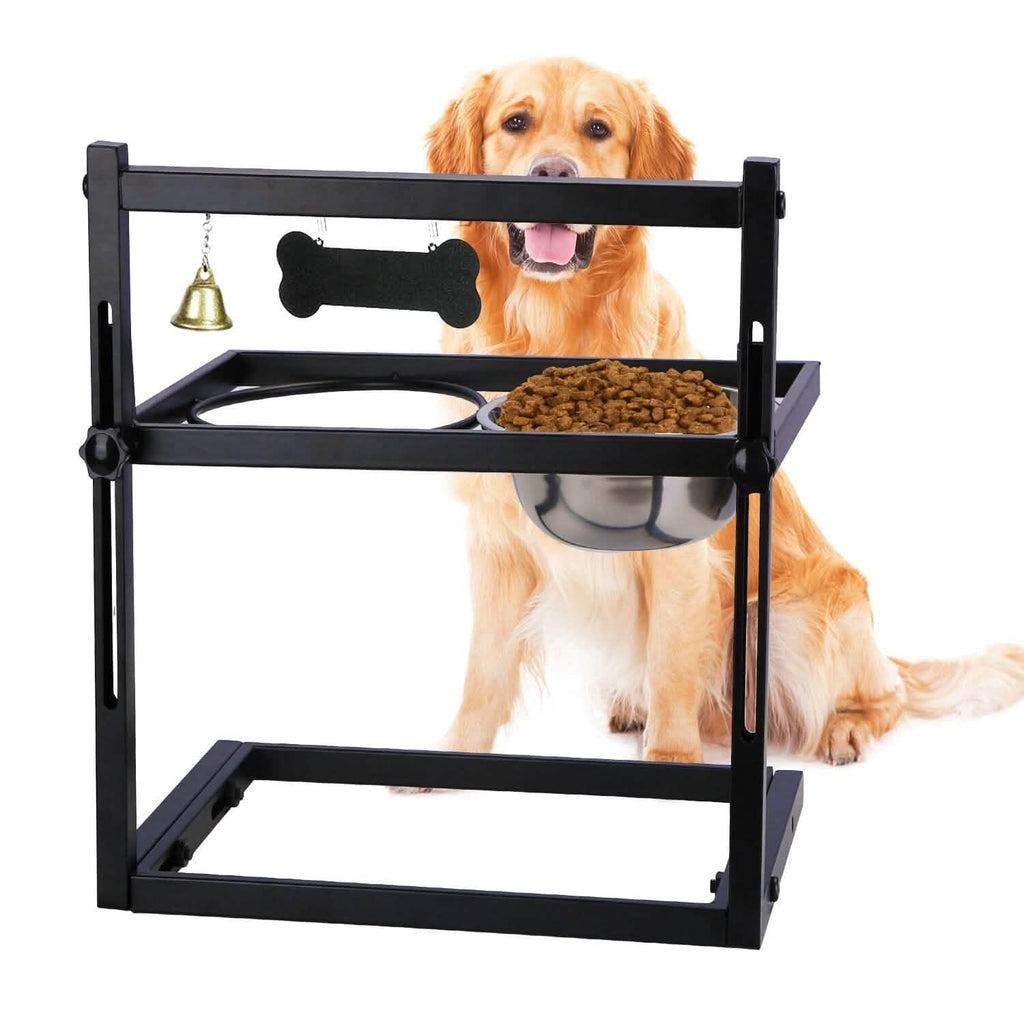 Gamelles surélevées pour chien en acier inoxydable à hauteur réglable