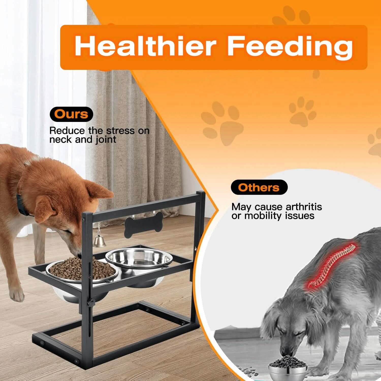 Gamelles surélevées pour chien en acier inoxydable à hauteur réglable