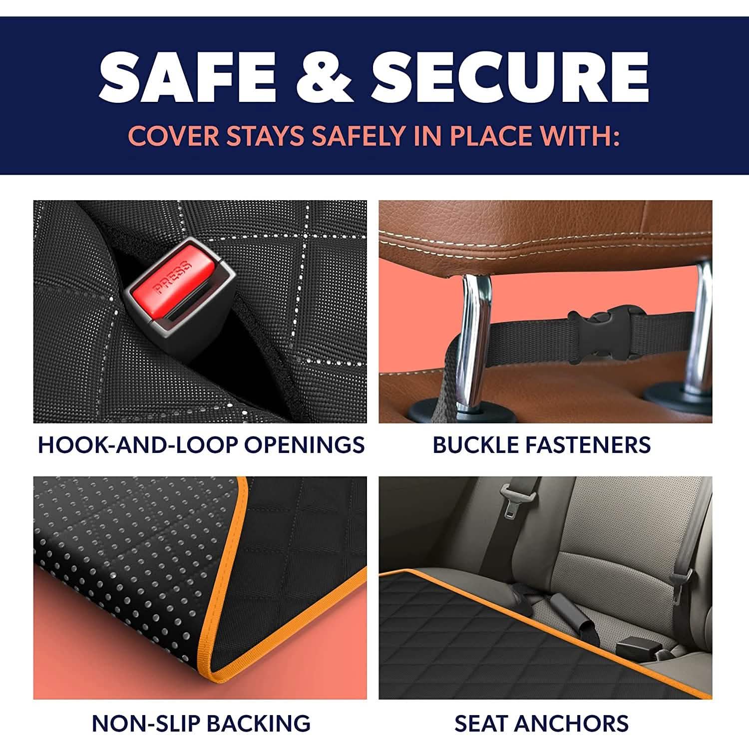 Housse de protection imperméable et antidérapante pour siège arrière de voiture, type hamac, pour chien