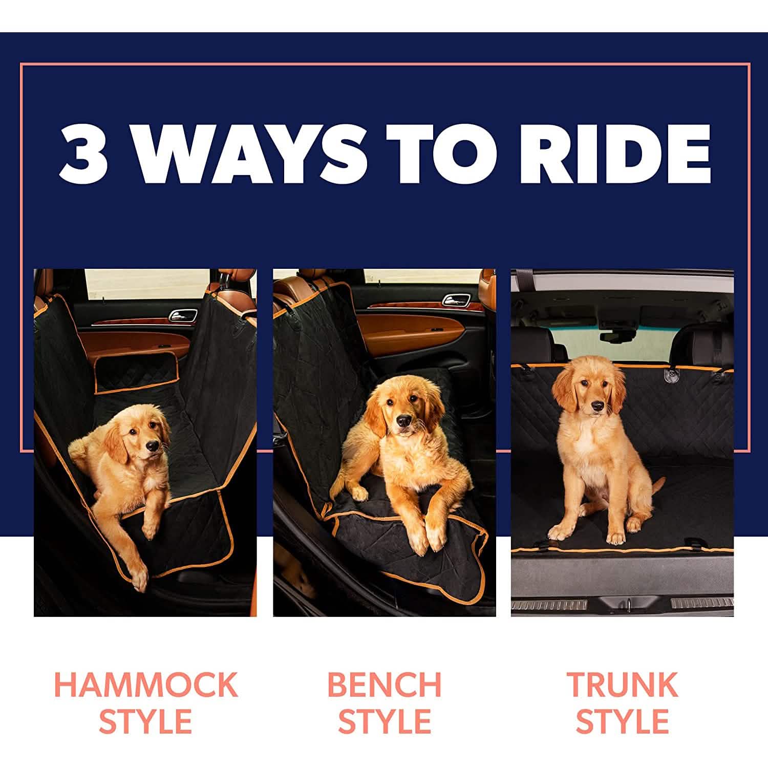Housse de protection imperméable et antidérapante pour siège arrière de voiture, type hamac, pour chien