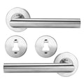 Ensemble de poignées de porte en acier inoxydable, serrure de porte intérieure pour la maison, poignée de porte durable avec loquet réglable, levier de poignée de porte au design rond, fin et moderne pour la maison, la chambre et la salle de bain