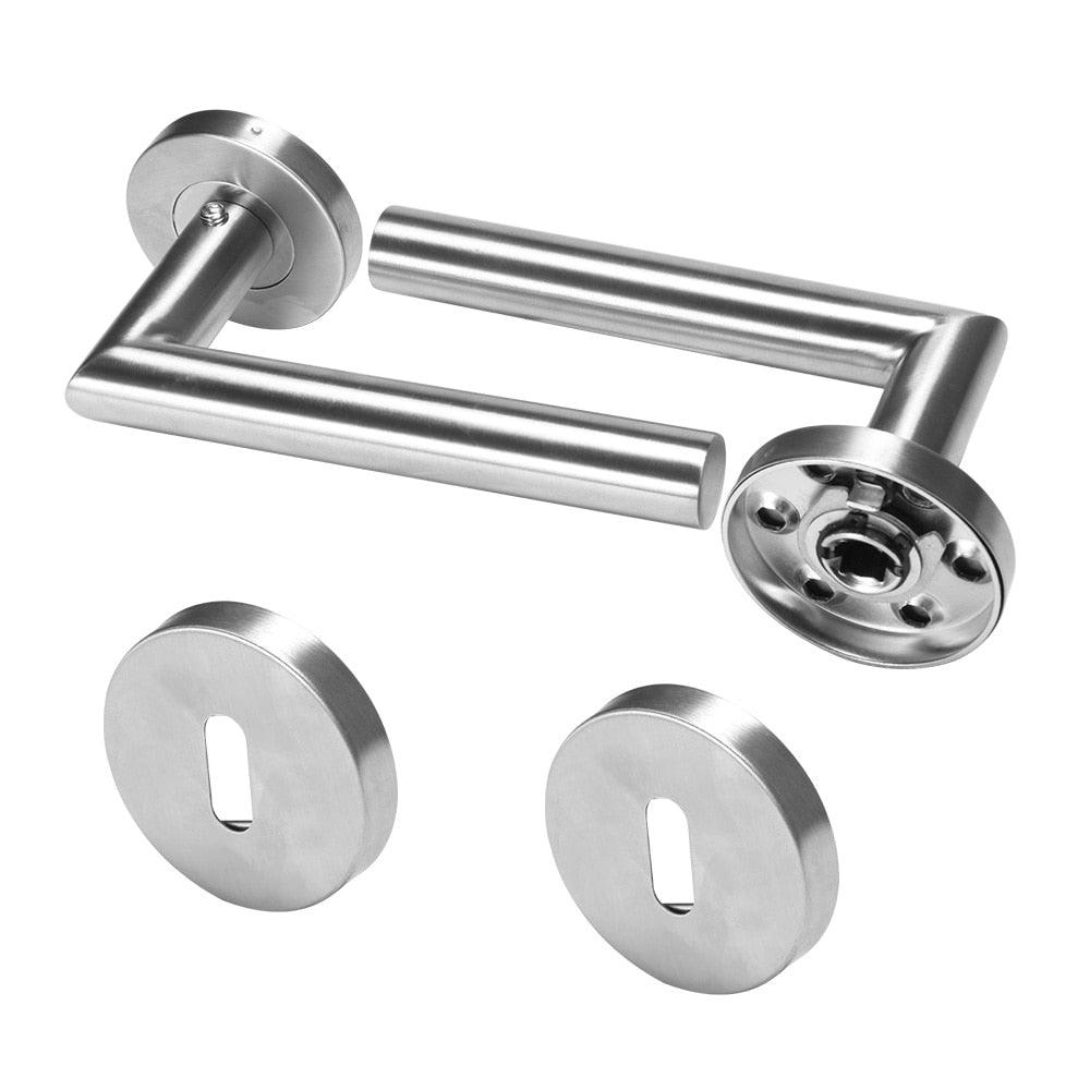 Ensemble de poignées de porte en acier inoxydable, serrure de porte intérieure pour la maison, poignée de porte durable avec loquet réglable, levier de poignée de porte au design rond, fin et moderne pour la maison, la chambre et la salle de bain