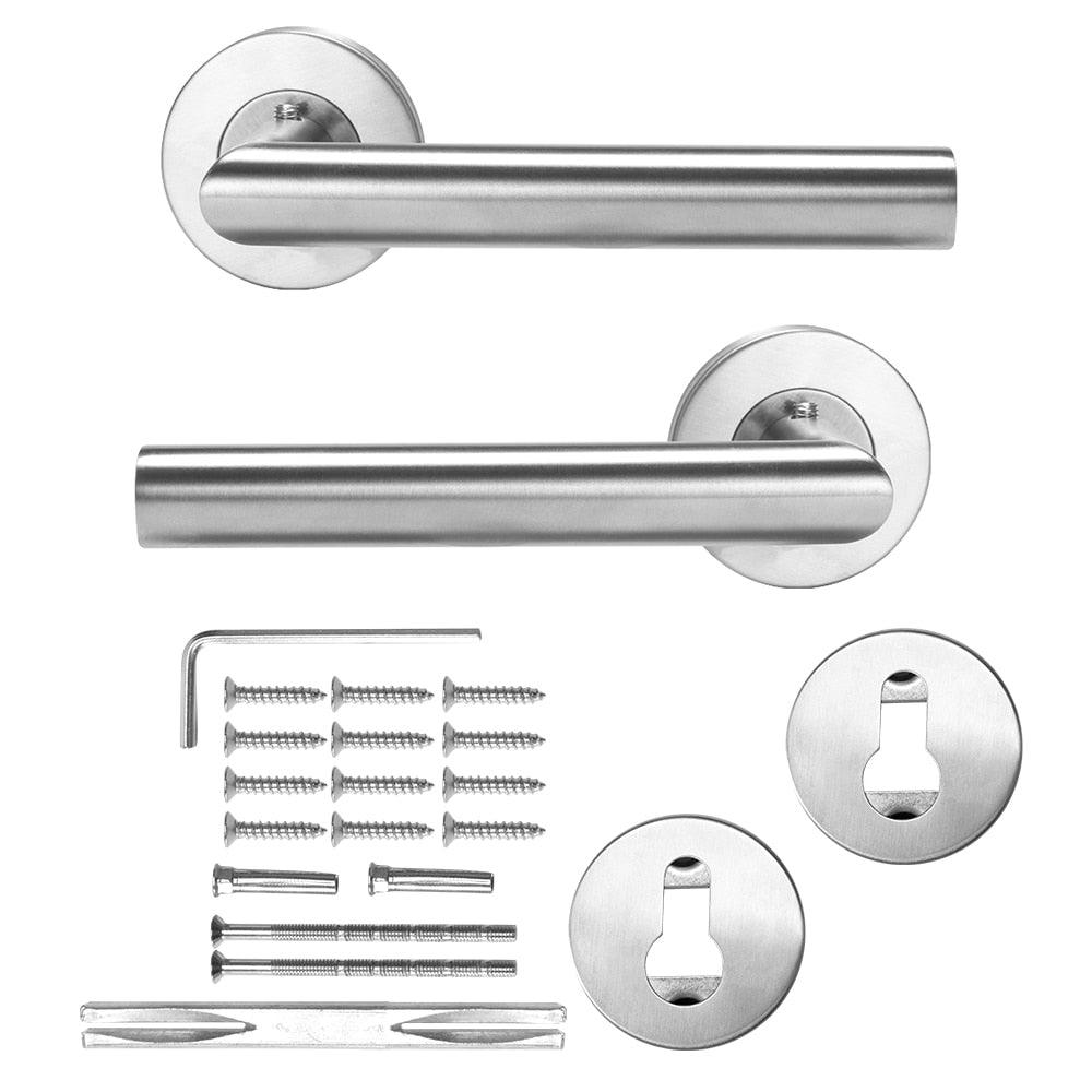 Ensemble de poignées de porte en acier inoxydable, serrure de porte intérieure pour la maison, poignée de porte durable avec loquet réglable, levier de poignée de porte au design rond, fin et moderne pour la maison, la chambre et la salle de bain