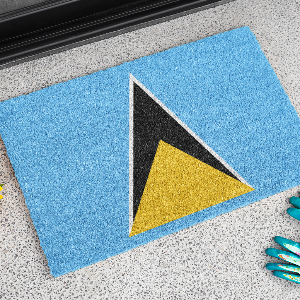 Paillasson antidérapant d'extérieur - Drapeau de Sainte-Lucie | Gros Islet, Sainte-Lucie | Castries | Dennery | 61 x 91 cm