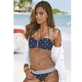 Maillot de bain deux pièces push-up à pois pour femme, ensemble de bikini rembourré push-up, deux pièces, haut croisé, maillot de bain patchwork, maillot de bain pour femme, body, vêtement de plage, bikinis imprimés licou, maillot de bain pour femme