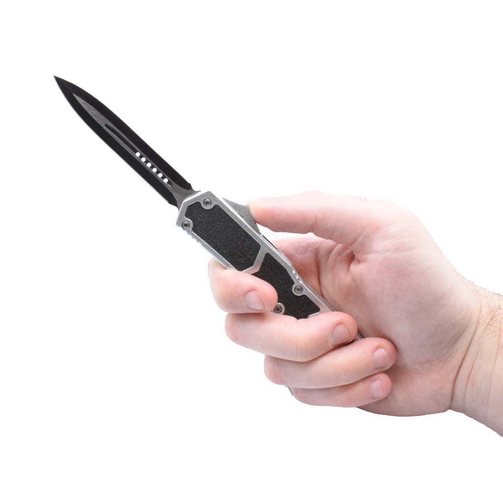 Couteau automatique OTF à double tranchant avec clip de ceinture