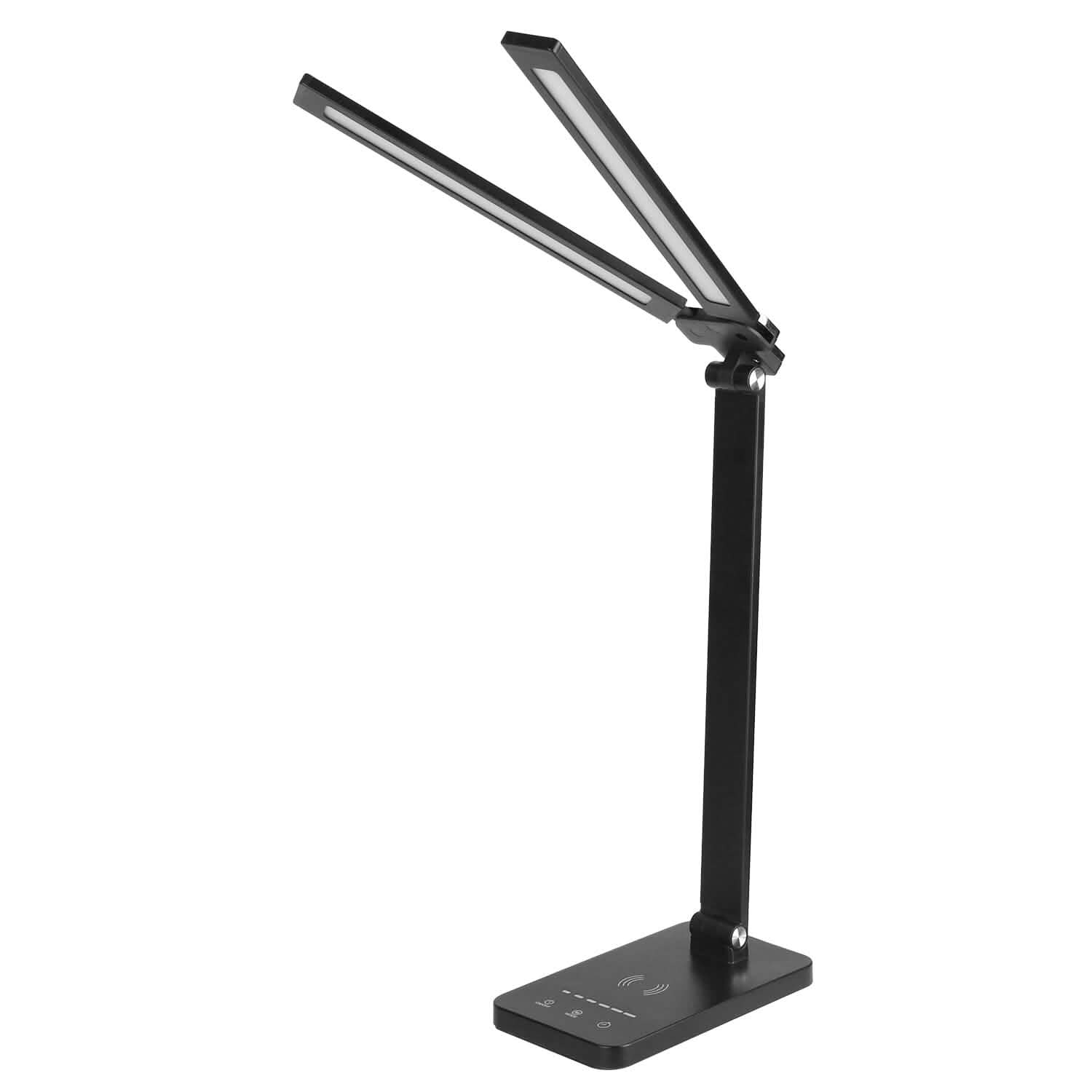 Lampe de bureau double avec chargeur sans fil et port USB