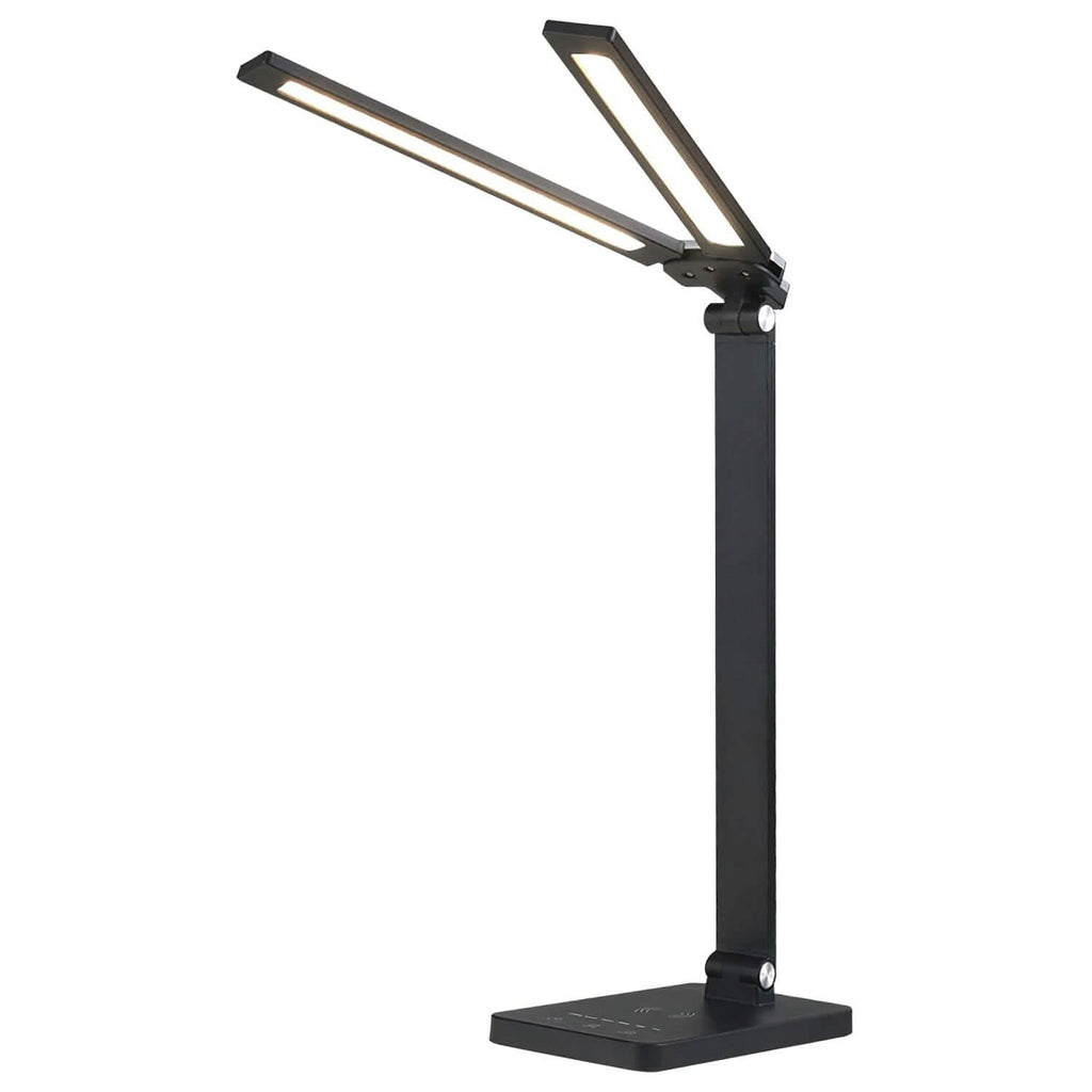 Lampe de bureau double avec chargeur sans fil et port USB