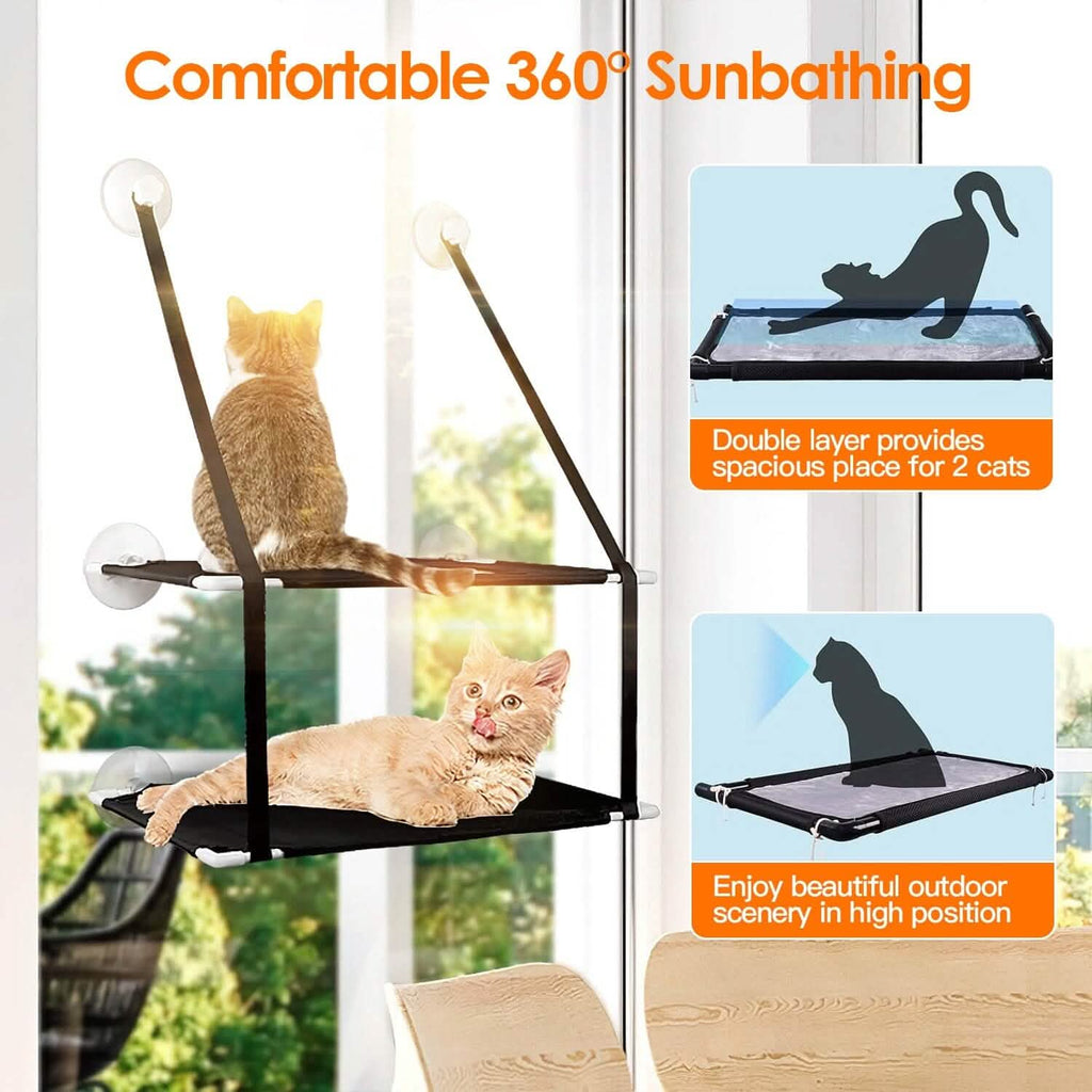 Hamac de fenêtre d'intérieur pour chat double couche avec ventouses puissantes