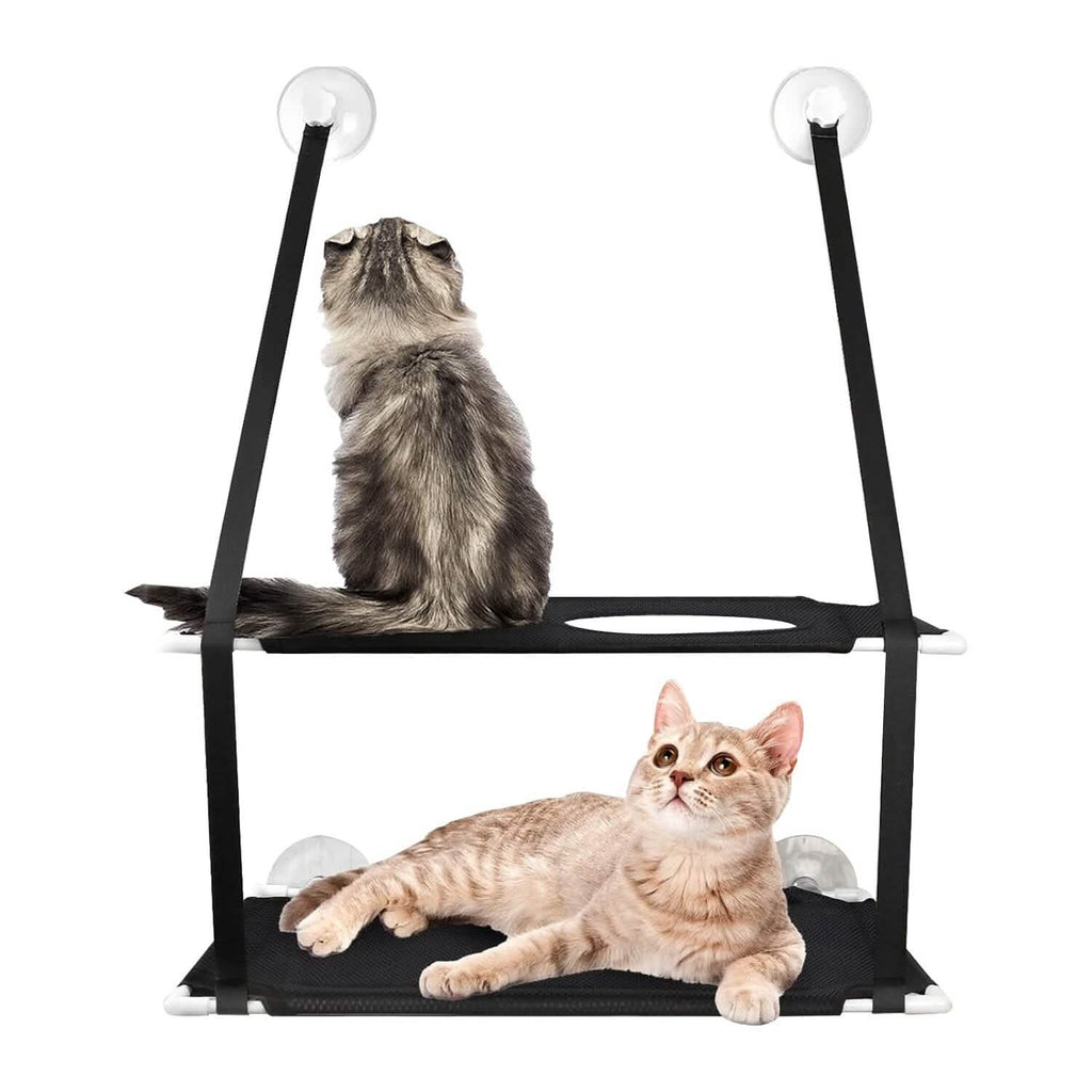 Hamac de fenêtre d'intérieur pour chat double couche avec ventouses puissantes