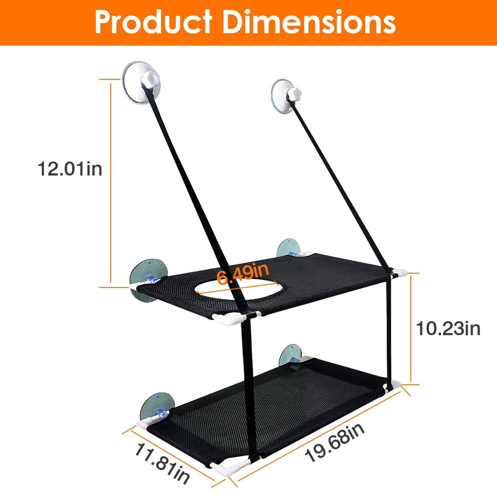 Hamac de fenêtre d'intérieur pour chat double couche avec ventouses puissantes