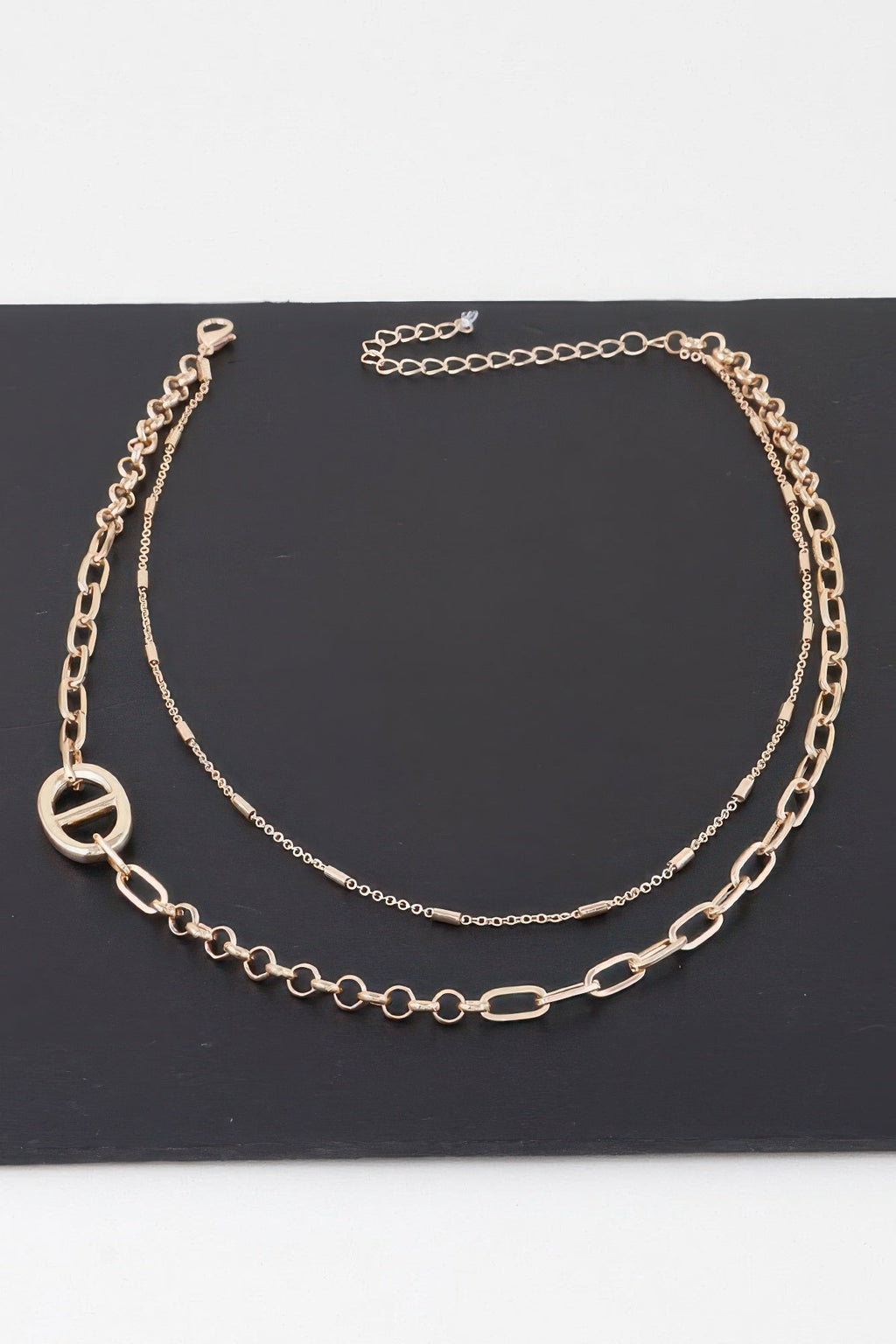 Collier ras du cou à double chaîne maillons