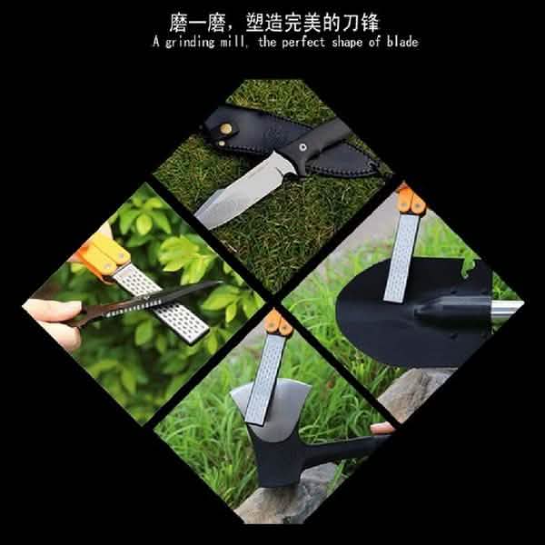 Affûteur de poche pliant double face en diamant pour couteaux, pour l'extérieur