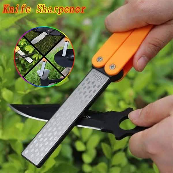 Affûteur de poche pliant double face en diamant pour couteaux, pour l'extérieur