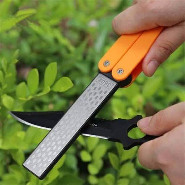 Affûteur de poche pliant double face en diamant pour couteaux, pour l'extérieur