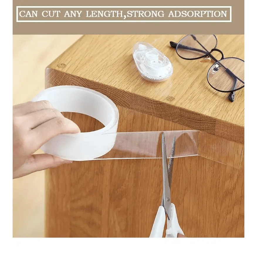 Ruban adhésif magique double face transparent réutilisable étanche facile à utiliser pour la maison Accessoires pratiques Rubans polyvalents