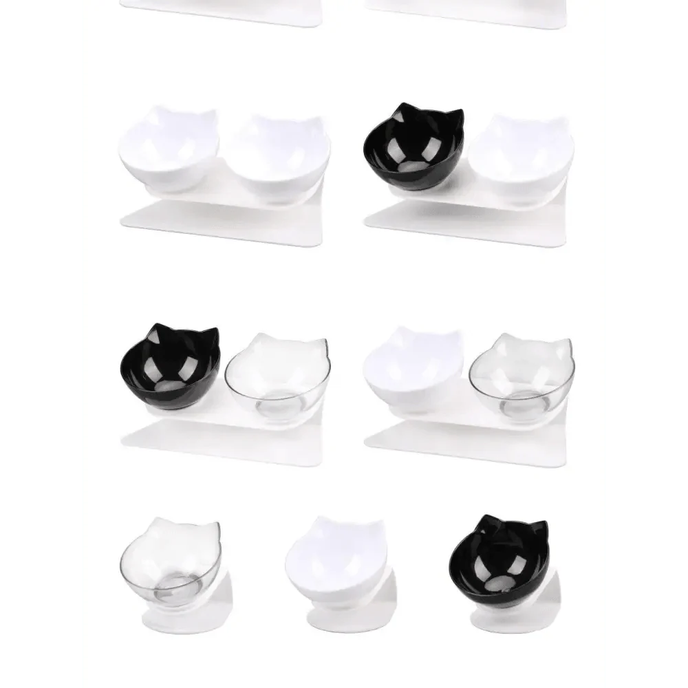 Gamelle Double Transparente Antidérapante Avec Protection Pour Chats Gamelle Moderne Pour Chaton Accessoires Pour Animaux De Compagnie