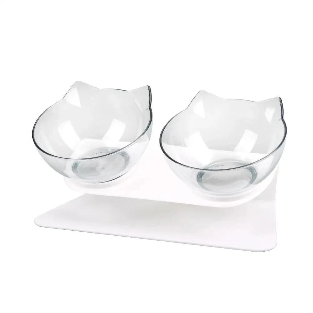 Gamelle Double Transparente Antidérapante Avec Protection Pour Chats Gamelle Moderne Pour Chaton Accessoires Pour Animaux De Compagnie