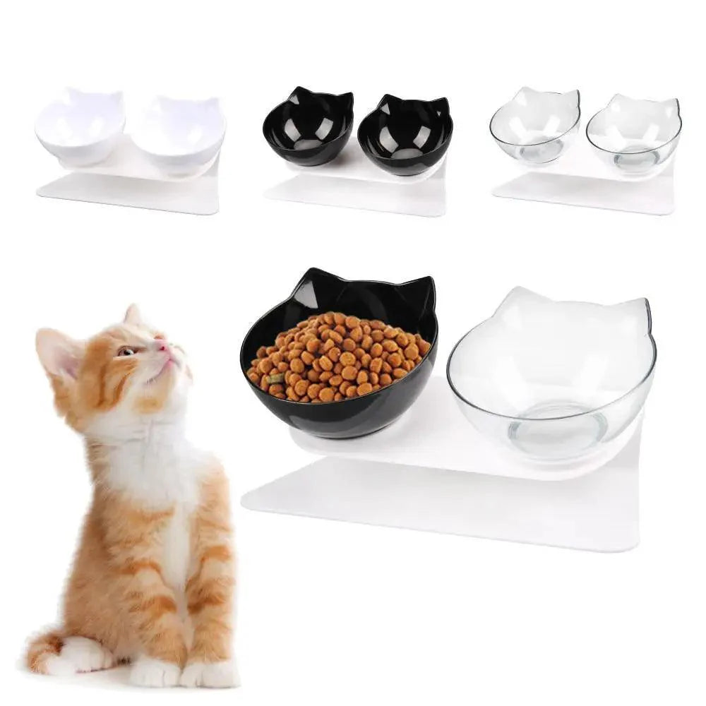 Gamelle Double Transparente Antidérapante Avec Protection Pour Chats Gamelle Moderne Pour Chaton Accessoires Pour Animaux De Compagnie