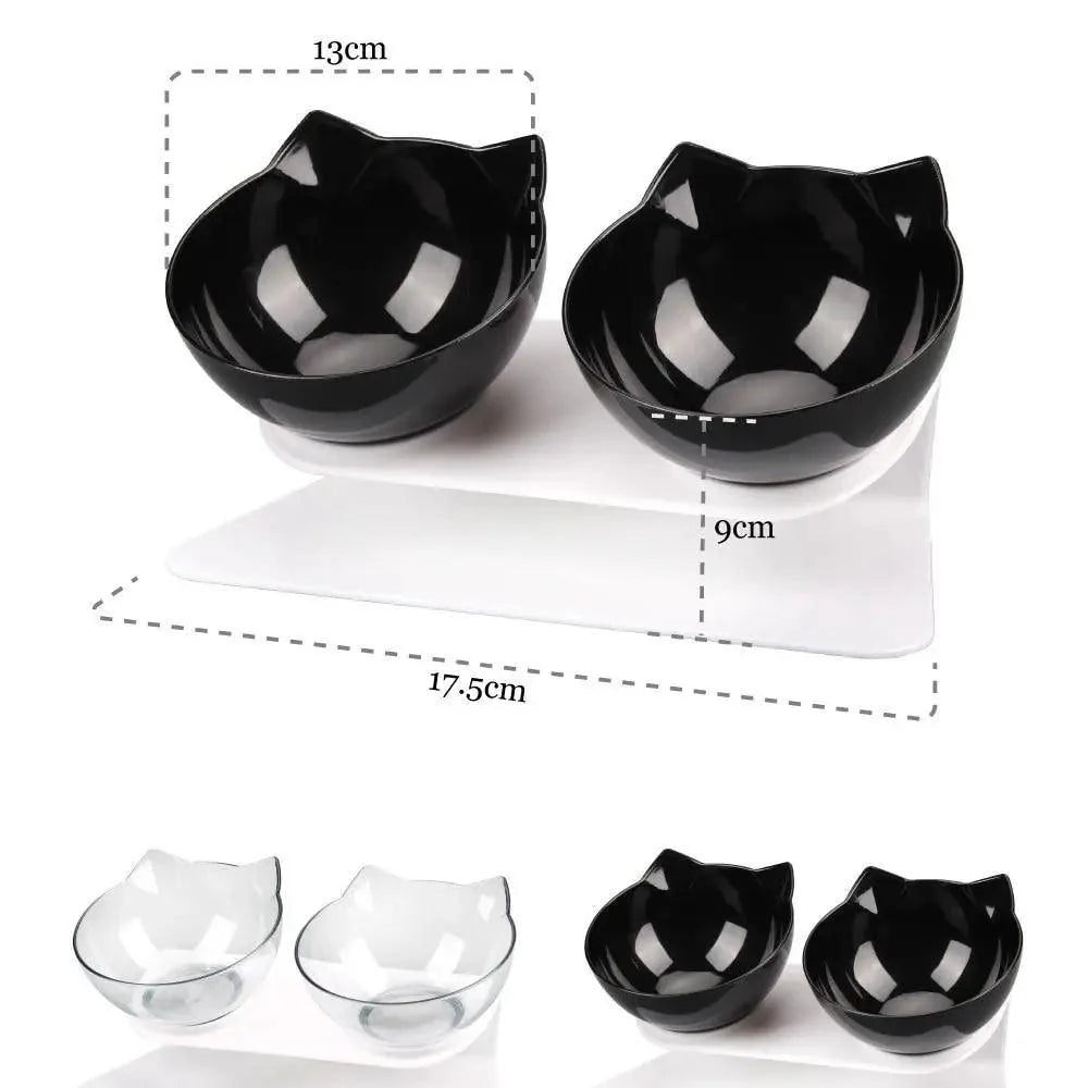 Gamelle Double Transparente Antidérapante Avec Protection Pour Chats Gamelle Moderne Pour Chaton Accessoires Pour Animaux De Compagnie