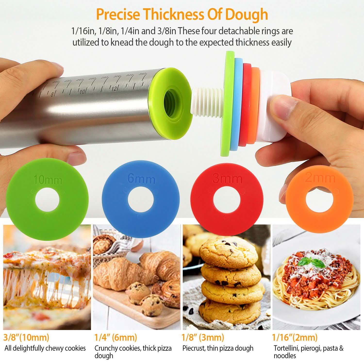 Rouleau à pâtisserie en acier inoxydable