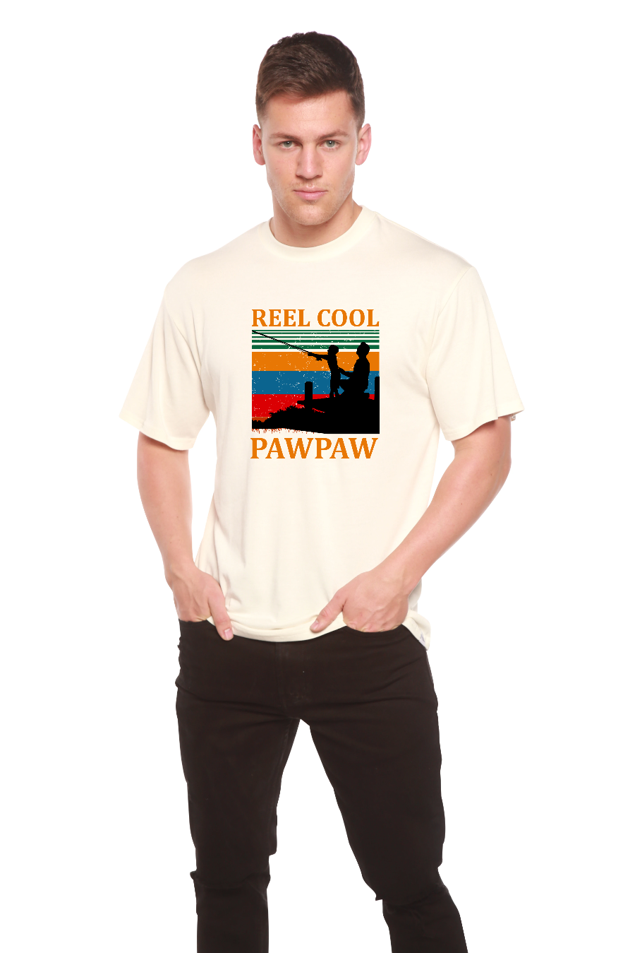 T-shirt imprimé à manches courtes en viscose de bambou et coton biologique Real Cool Pawpaw pour homme