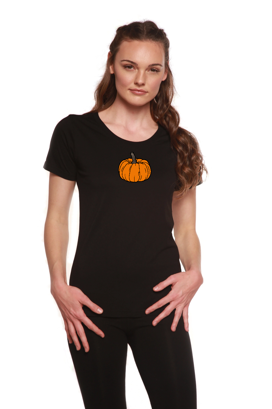 T-shirt imprimé Pumpkin à manches courtes, col rond, en bambou/coton pour femme