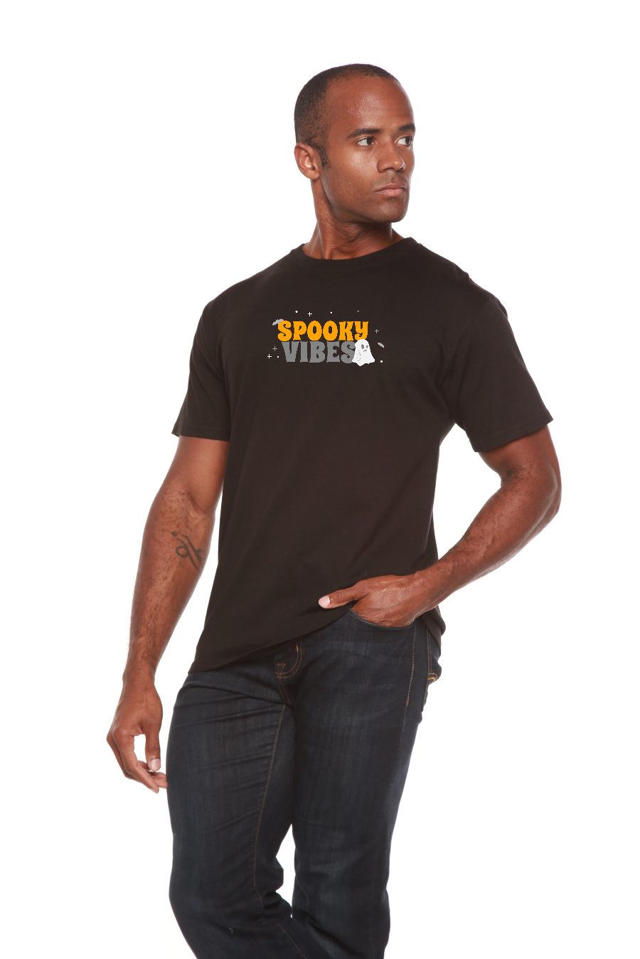 T-shirt à manches courtes imprimé Spooky Vibes en bambou, viscose et coton biologique
