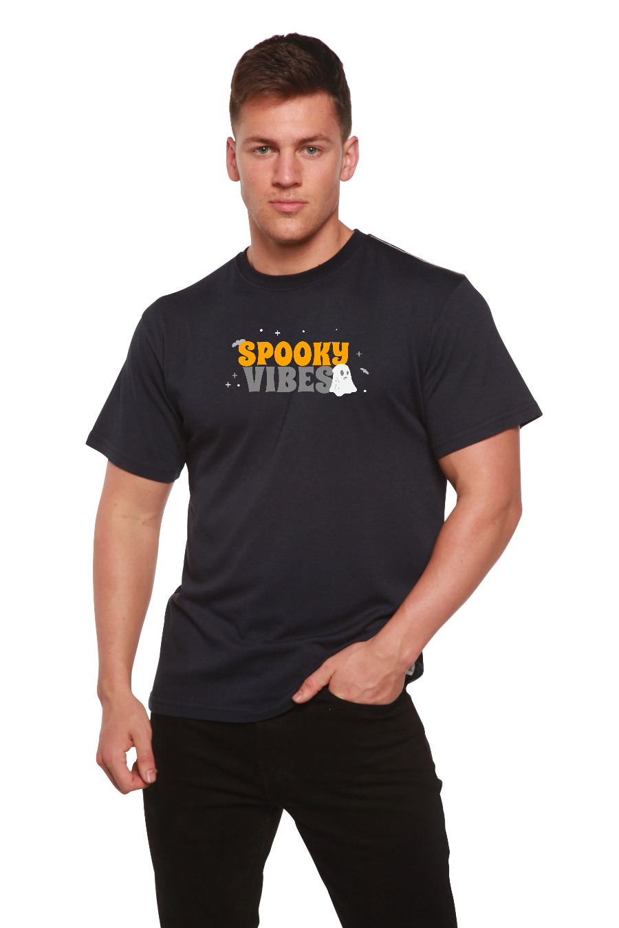 T-shirt à manches courtes imprimé Spooky Vibes en bambou, viscose et coton biologique