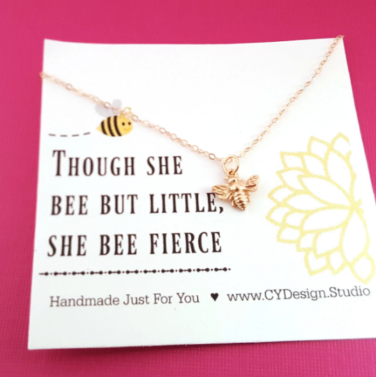Collier Or Rose Abeille Bourdon - Bijoux Abeille - Cadeau pour Femme