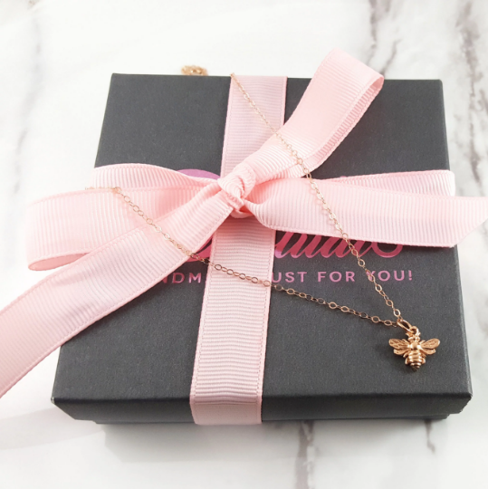 Collier Or Rose Abeille Bourdon - Bijoux Abeille - Cadeau pour Femme