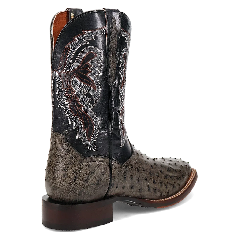 Dan Post Alamosa (Gris/Noir) - Bottes de cowboy en cuir d'autruche pour hommes