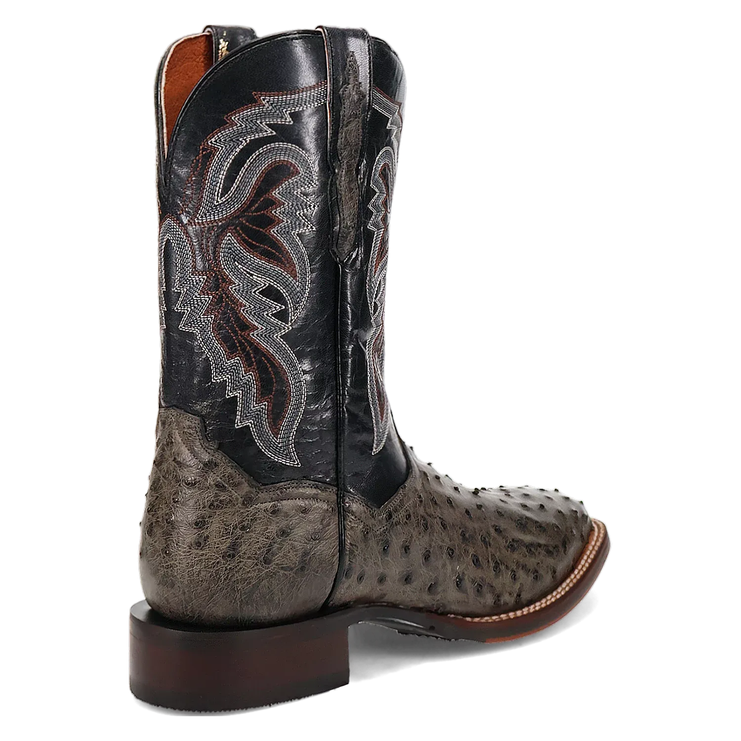 Dan Post Alamosa (Gris/Noir) - Bottes de cowboy en cuir d'autruche pour hommes