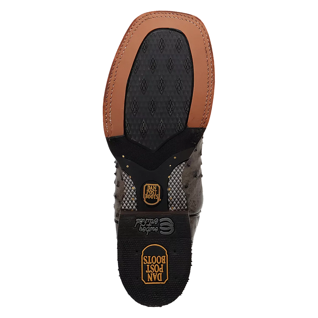 Dan Post Alamosa (Gris/Noir) - Bottes de cowboy en cuir d'autruche pour hommes