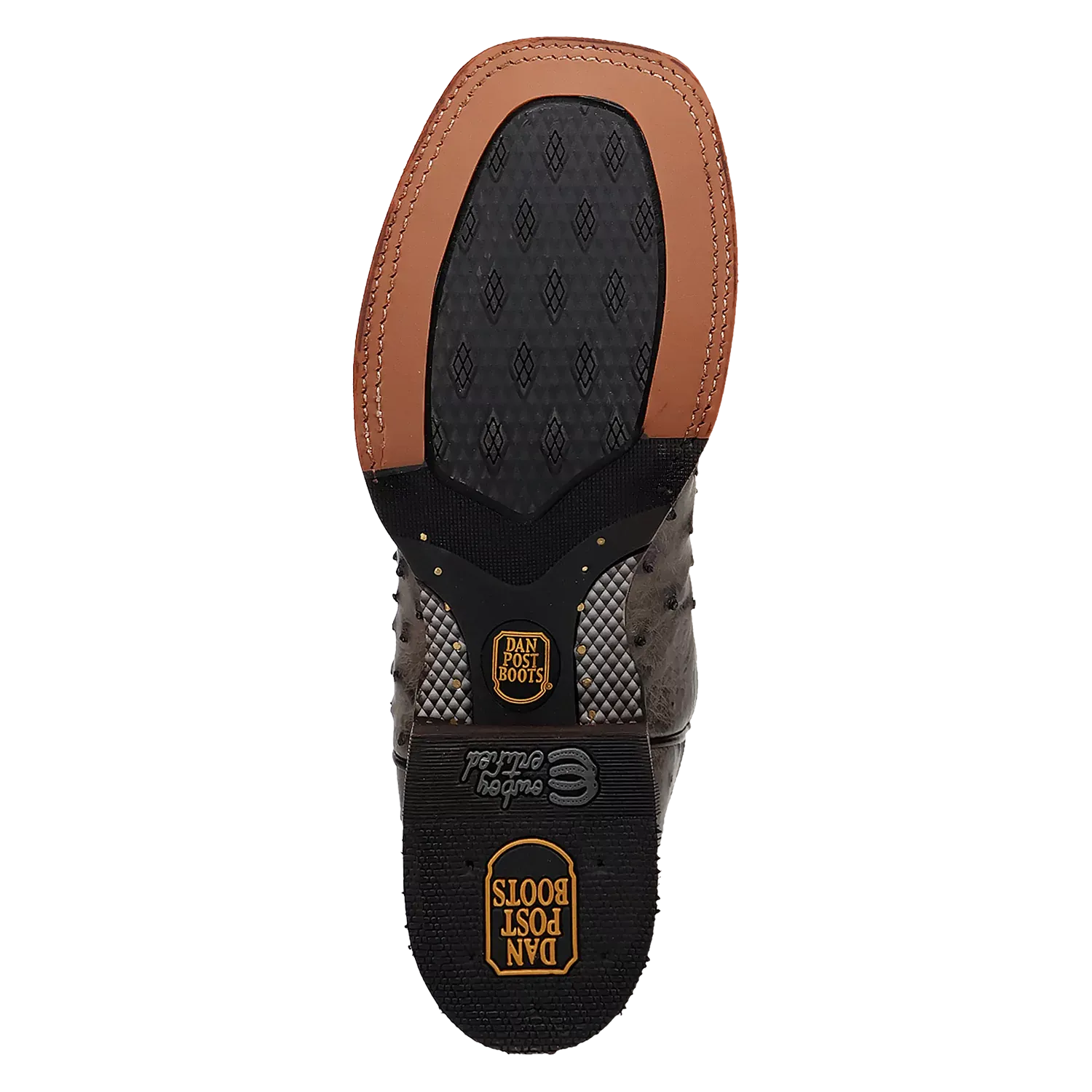 Dan Post Alamosa (Gris/Noir) - Bottes de cowboy en cuir d'autruche pour hommes