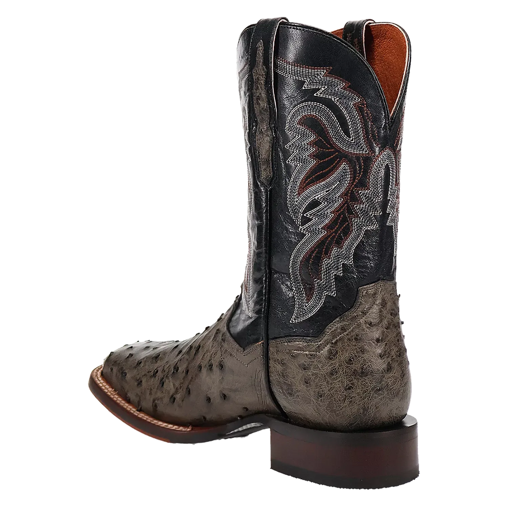 Dan Post Alamosa (Gris/Noir) - Bottes de cowboy en cuir d'autruche pour hommes
