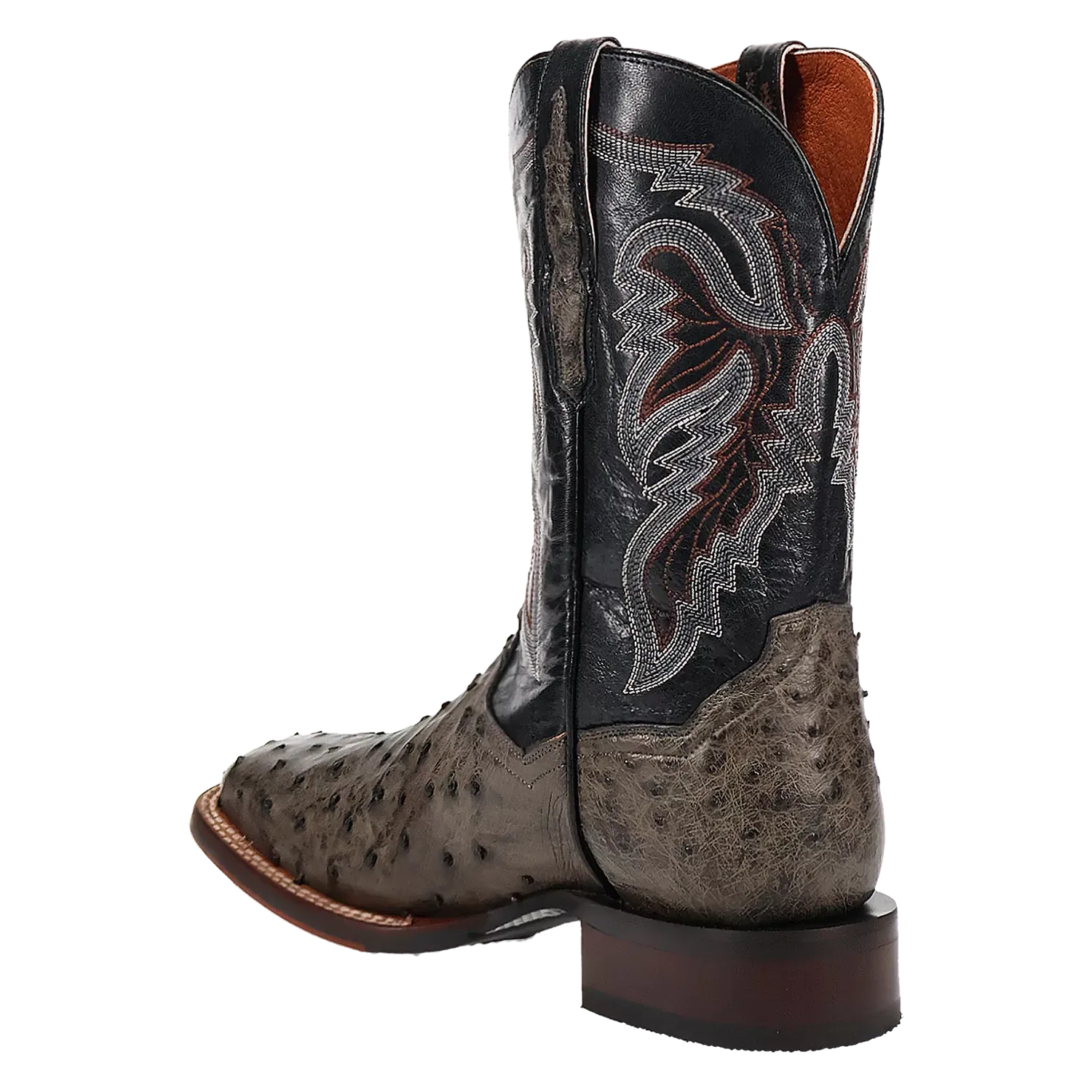 Dan Post Alamosa (Gris/Noir) - Bottes de cowboy en cuir d'autruche pour hommes