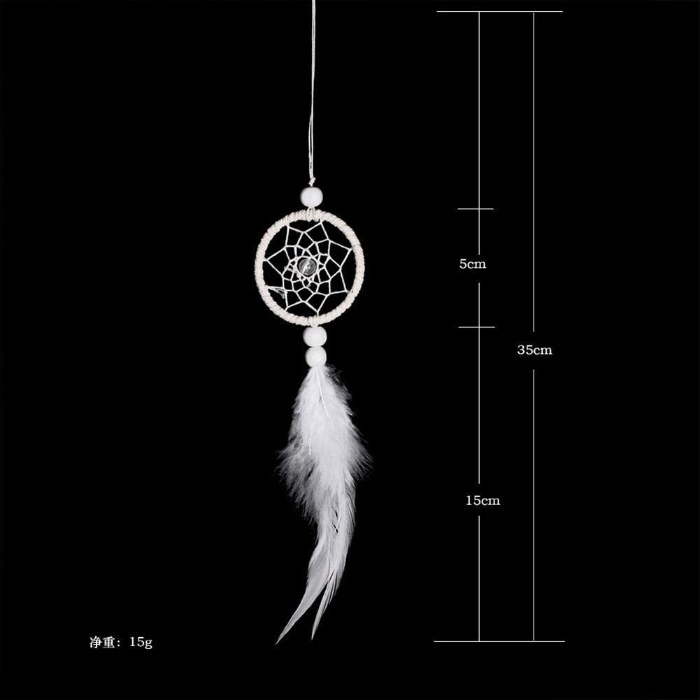 Attrape-rêves de voiture Rétroviseur Mini blanc pur Petite plume Carillons éoliens Décoration murale Faite à la main Plume Attrape-rêves Décorations murales Charme de voiture Ornement Pendentif