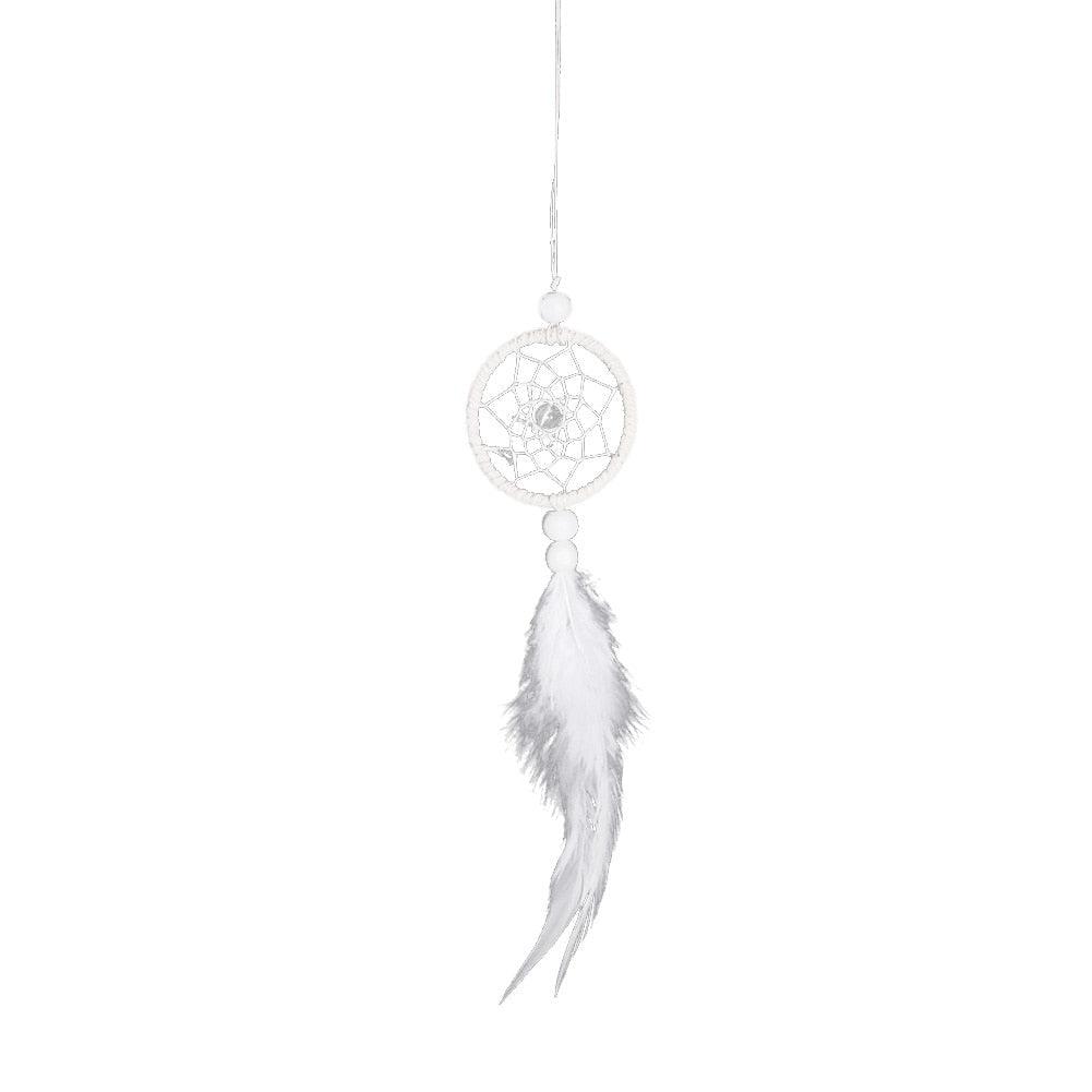Attrape-rêves de voiture Rétroviseur Mini blanc pur Petite plume Carillons éoliens Décoration murale Faite à la main Plume Attrape-rêves Décorations murales Charme de voiture Ornement Pendentif