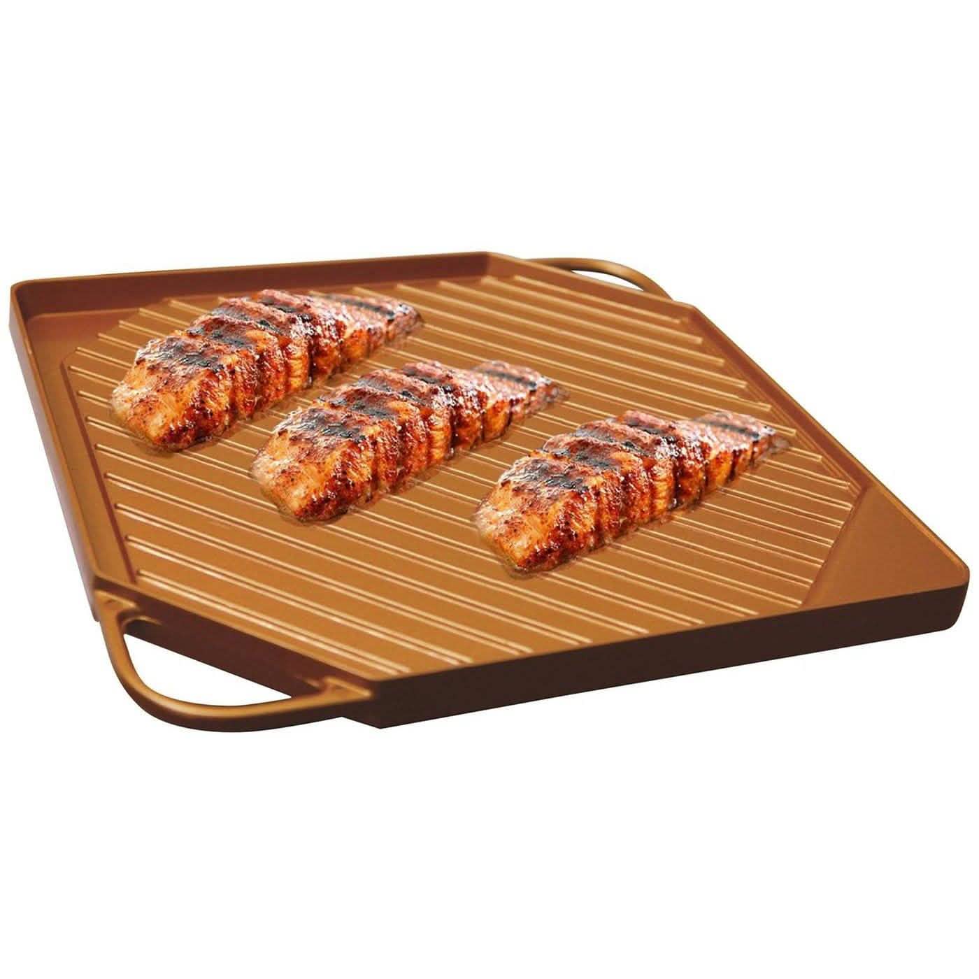Plaque de cuisson et grill réversible en cuivre