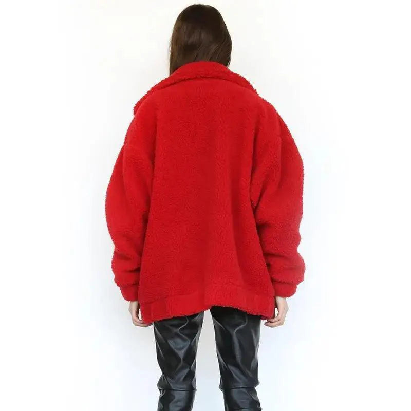 Manteau en fausse fourrure durable pour femme, collection automne hiver, veste décontractée et chaude en fourrure douce avec fermeture éclair, manteau en peluche avec poches, grande taille, style Teddy.