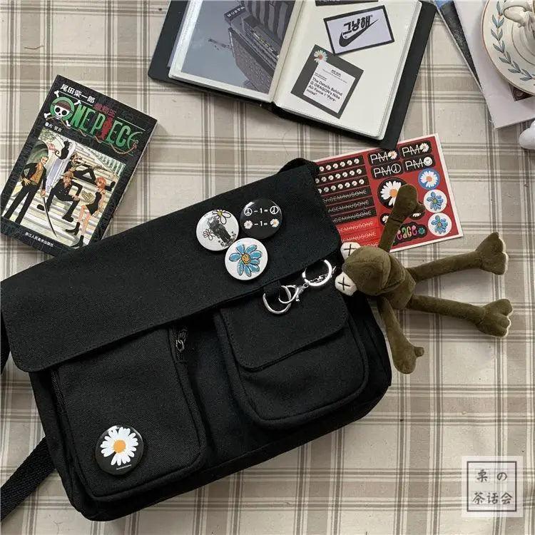 Sac Bandoulière Toile Résistant Diagonal Tendance Jeunesse Version Décontractée Grande Capacité Sac à Épaule pour Femmes et Filles