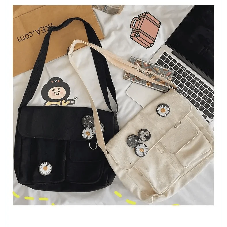 Sac Bandoulière Toile Résistant Diagonal Tendance Jeunesse Version Décontractée Grande Capacité Sac à Épaule pour Femmes et Filles