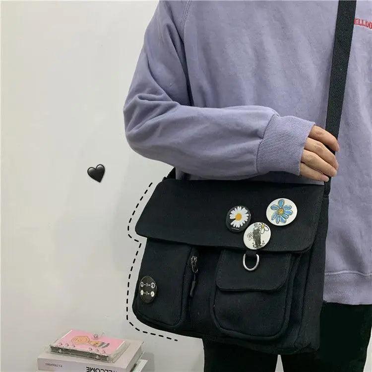Sac Bandoulière Toile Résistant Diagonal Tendance Jeunesse Version Décontractée Grande Capacité Sac à Épaule pour Femmes et Filles