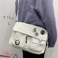 Sac Bandoulière Toile Résistant Diagonal Tendance Jeunesse Version Décontractée Grande Capacité Sac à Épaule pour Femmes et Filles