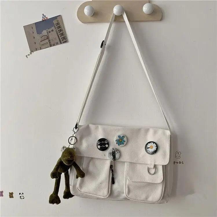 Sac Bandoulière Toile Résistant Diagonal Tendance Jeunesse Version Décontractée Grande Capacité Sac à Épaule pour Femmes et Filles