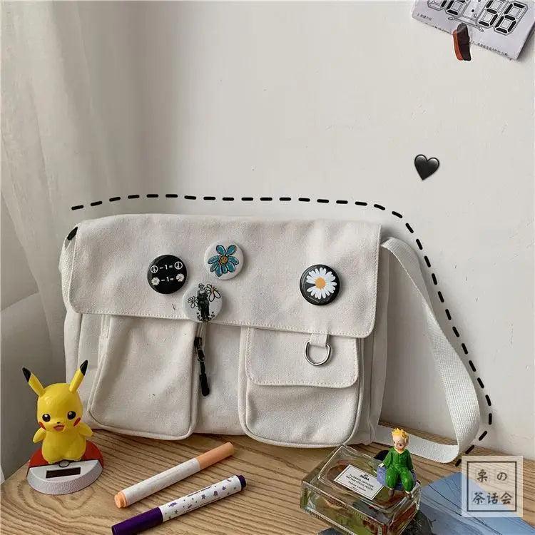 Sac Bandoulière Toile Résistant Diagonal Tendance Jeunesse Version Décontractée Grande Capacité Sac à Épaule pour Femmes et Filles