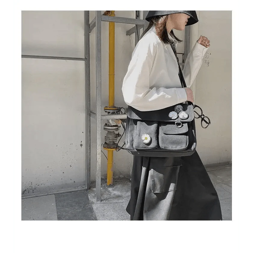 Sac Bandoulière Toile Résistant Diagonal Tendance Jeunesse Version Décontractée Grande Capacité Sac à Épaule pour Femmes et Filles