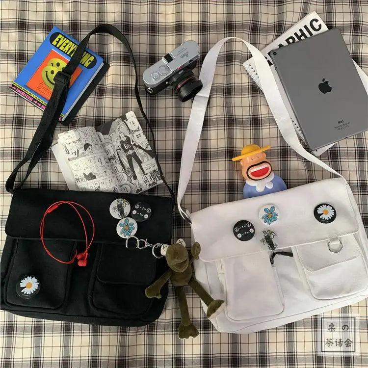 Sac Bandoulière Toile Résistant Diagonal Tendance Jeunesse Version Décontractée Grande Capacité Sac à Épaule pour Femmes et Filles